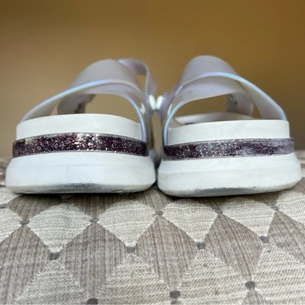 Melissa Awaytomars White Cosmic Sandals II Glitter Platform Soles Women’s Size 6